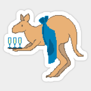 Kangaroo with glasses of champagne Sticker